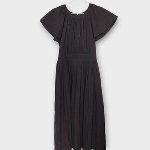 LaLavon Womens Dress Sz Small Black Cotton Eyelet Fit‎ Flare Short Sleeves Midi